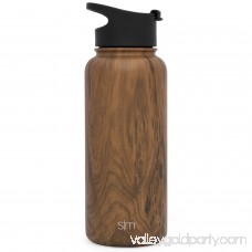 Simple Modern 32oz Summit Water Bottle + Extra Lid - Vacuum Insulated Thermos Stay Hot & Cold 18/8 Stainless Steel Flask - Hydro Travel Mug - Wood Grain 567920682
